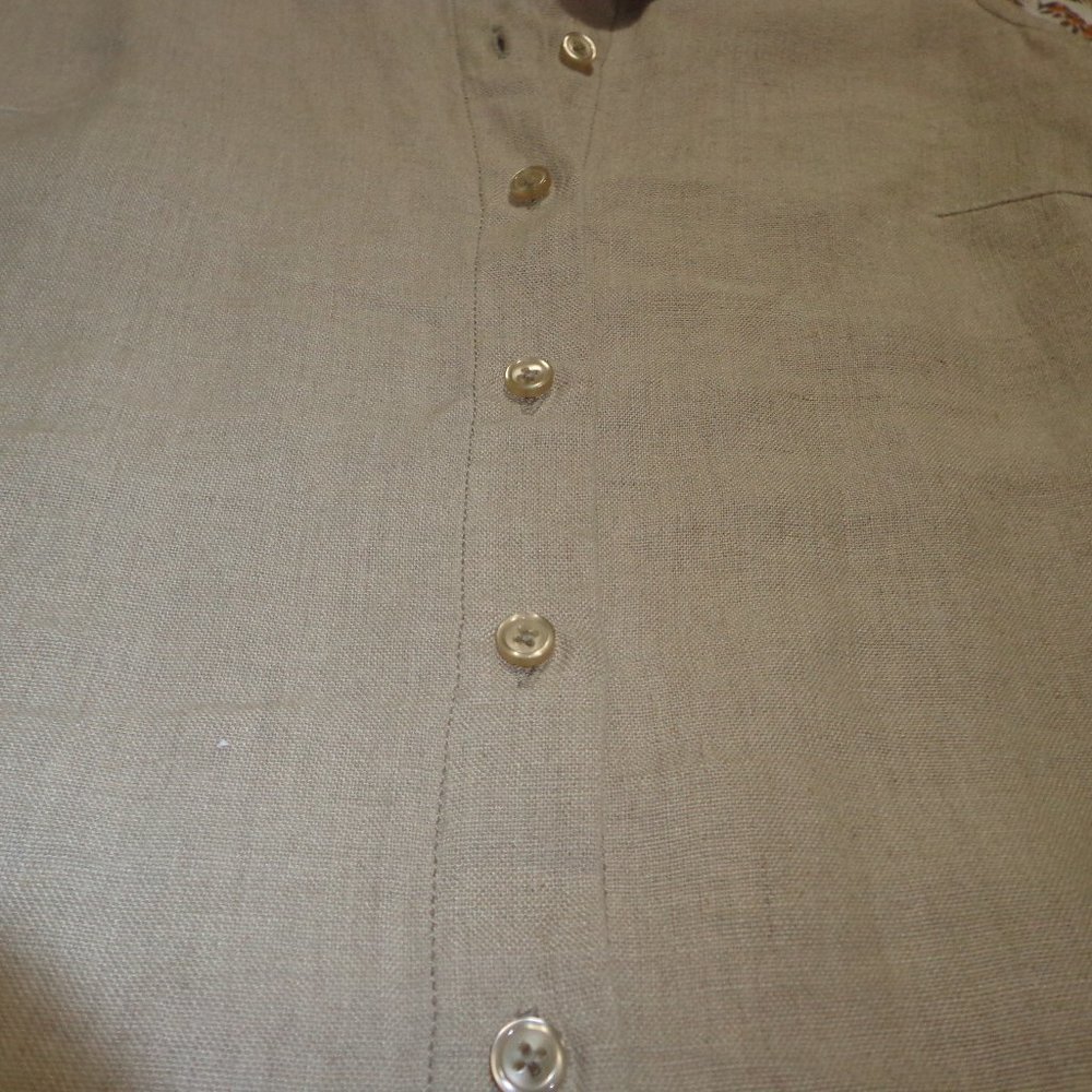 FIRM Garnet Hill Linen Shirtdress 2 Sleeveless Button-Down Bust Darts Sand - Picture 4 of 13